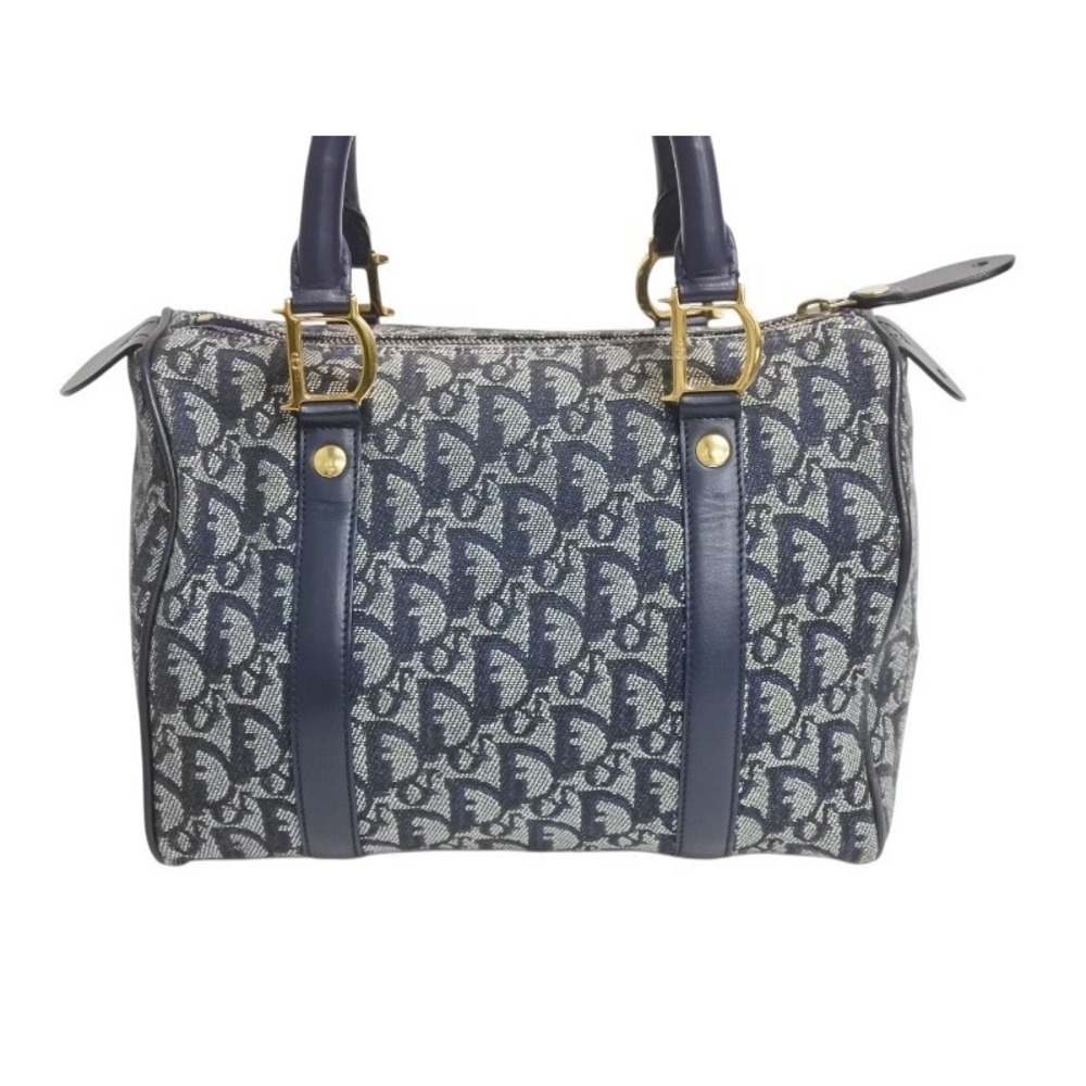 Dior Blue Speedy Christian Handbag Trotter Navy